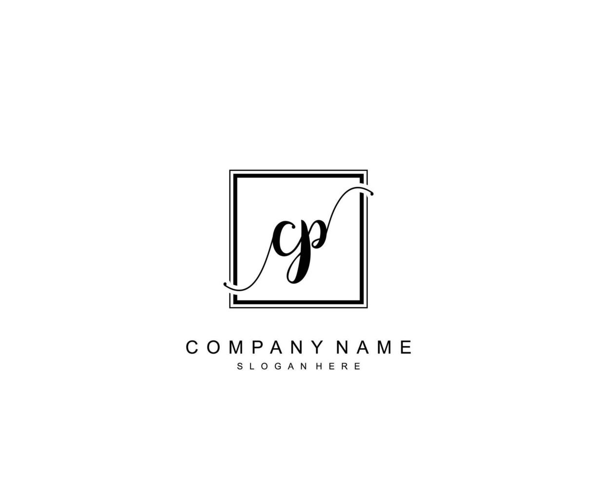 Initial CP beauty monogram and elegant logo design, handwriting logo of initial signature, wedding, fashion, floral and botanical with creative template. vector