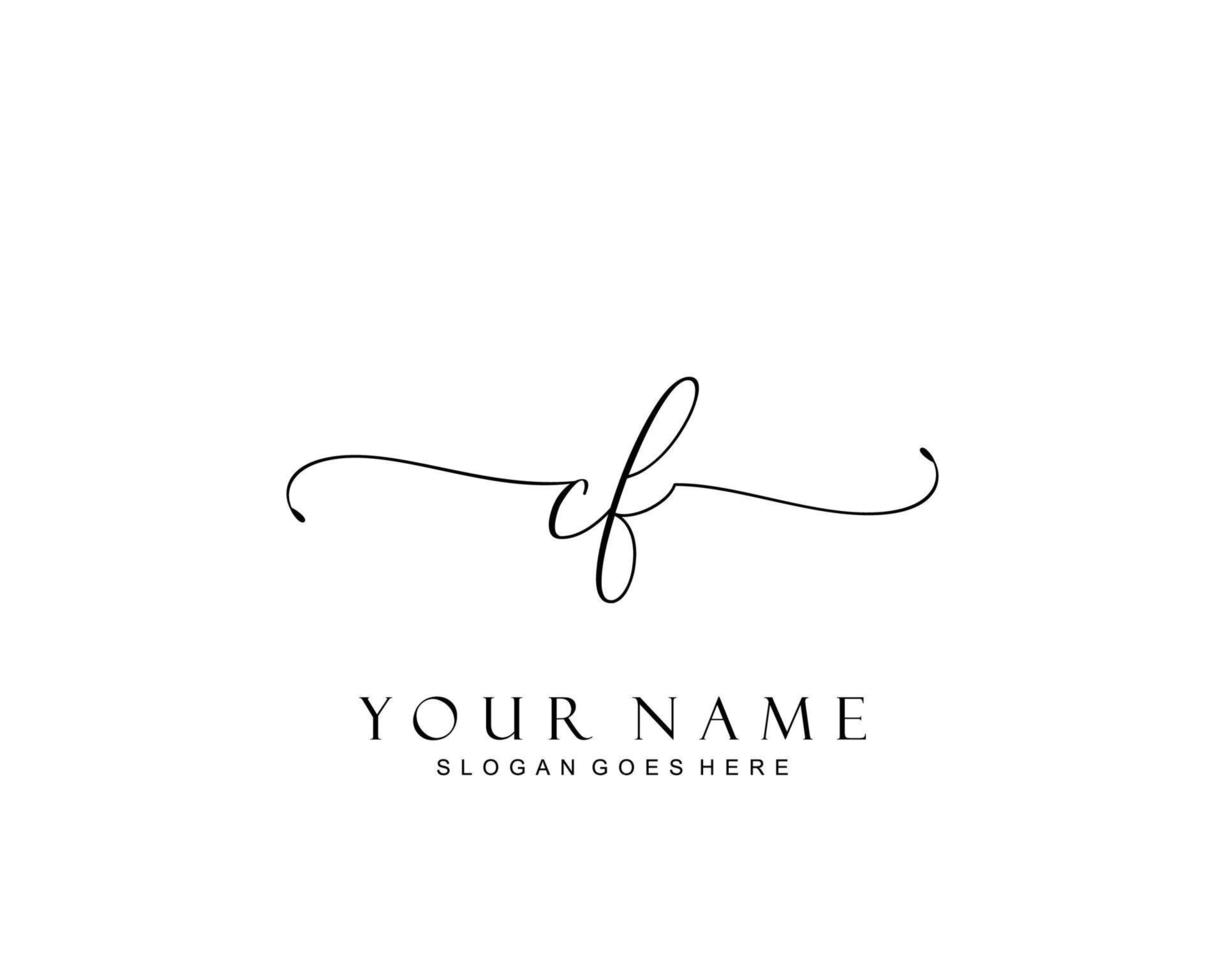 monograma de belleza cf inicial y diseño de logotipo elegante, logotipo de escritura a mano de firma inicial, boda, moda, floral y botánica con plantilla creativa. vector