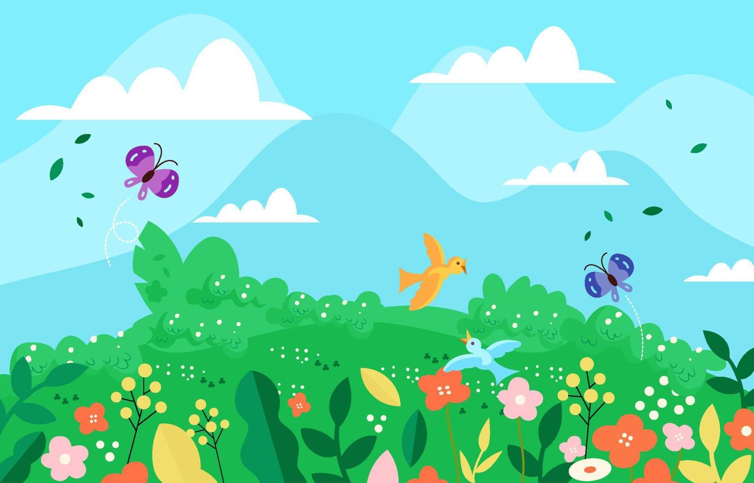 flores y mariposas en primavera vector