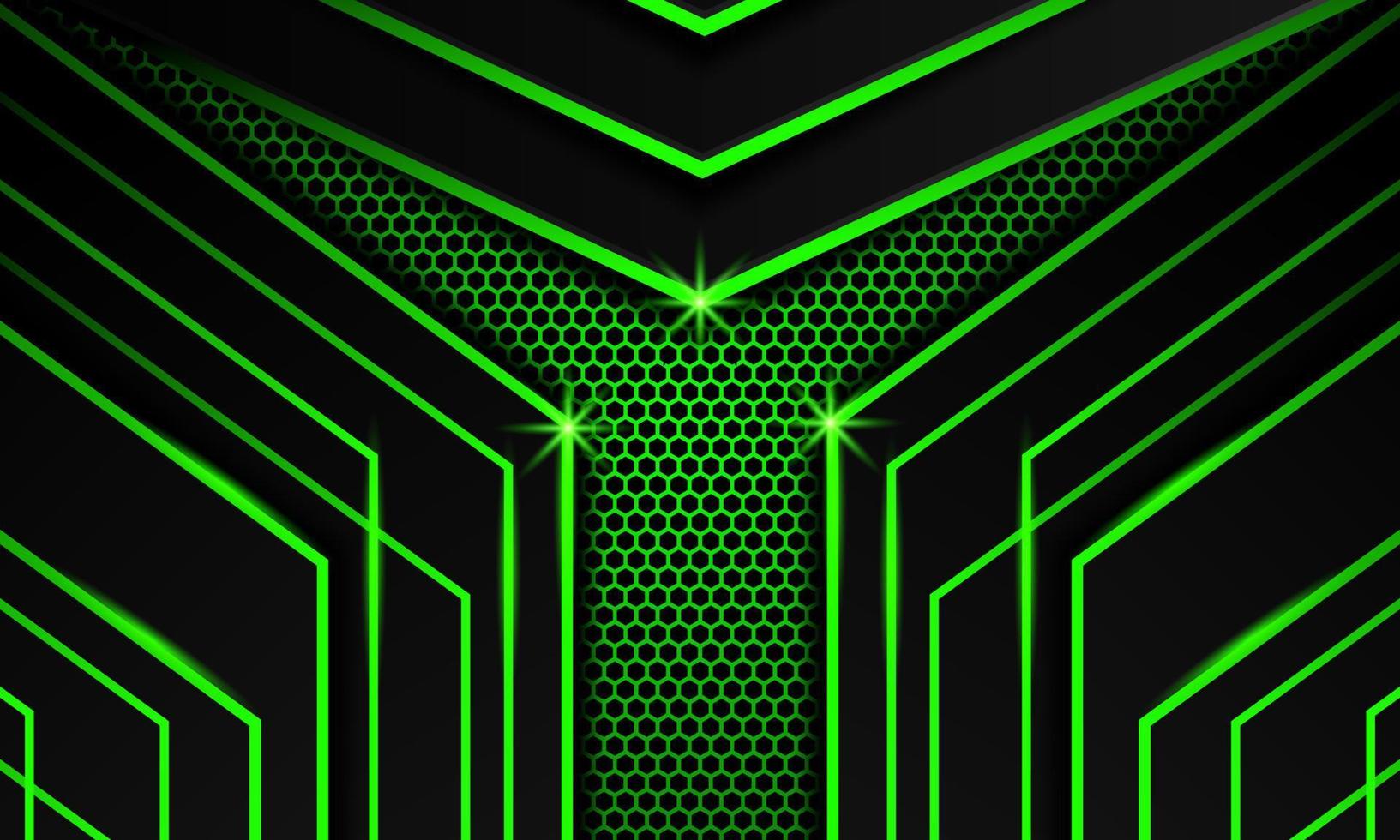 fondo de juego futurista verde oscuro abstracto con patrón hexagonal, fondo geométrico verde oscuro para banner o transmisión fuera de línea, plantilla de fondo de juego vector