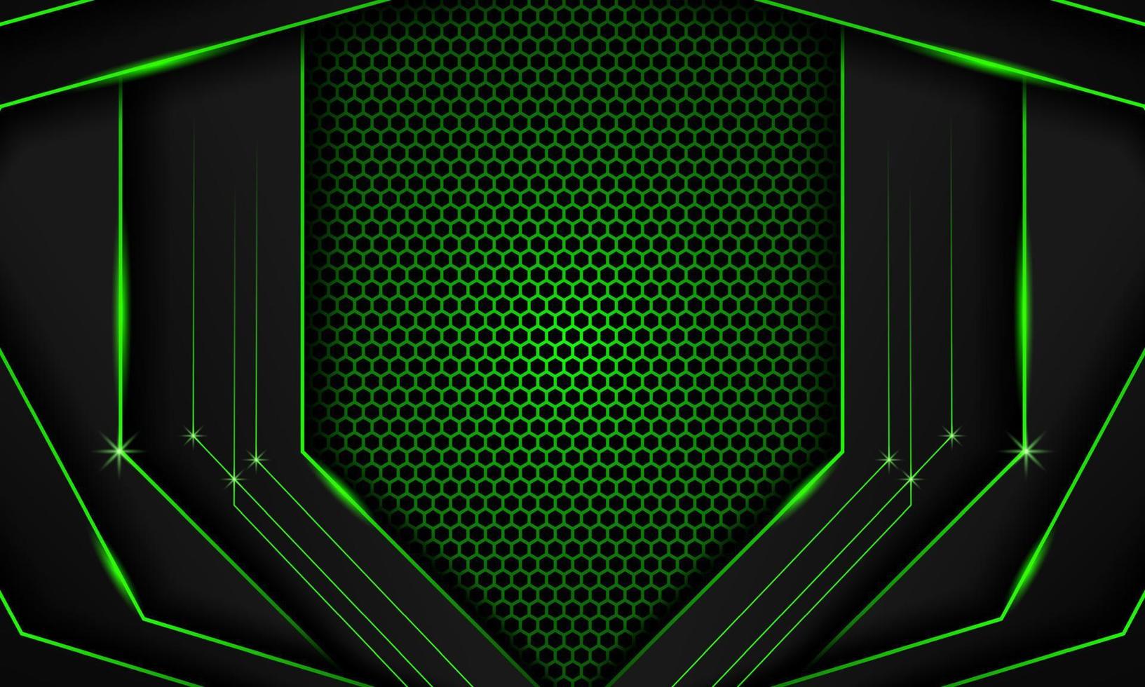 fondo de juego futurista verde oscuro abstracto con patrón hexagonal, fondo geométrico verde oscuro para banner o transmisión fuera de línea, plantilla de fondo de juego vector