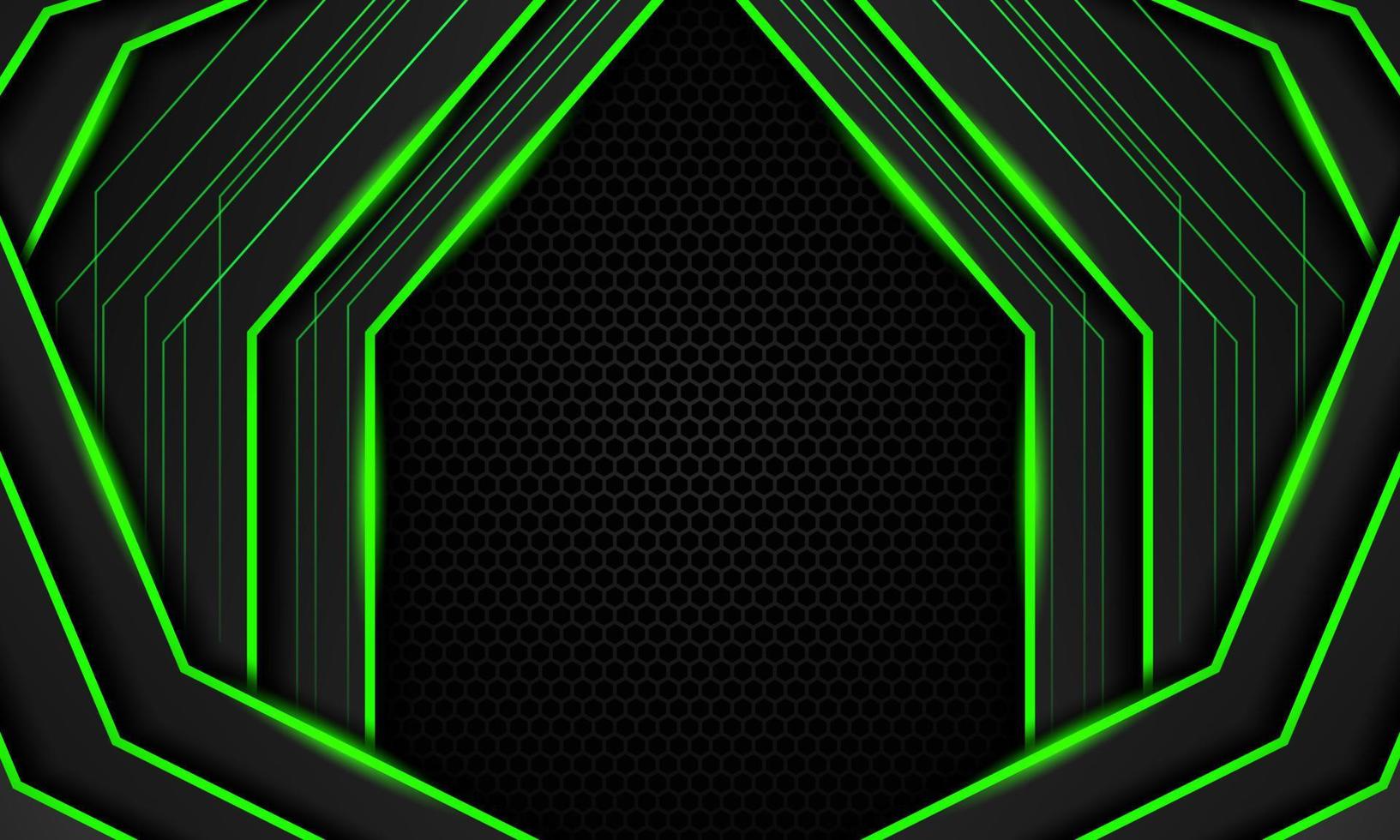 fondo de juego futurista verde oscuro abstracto con patrón hexagonal, fondo geométrico verde oscuro para banner o transmisión fuera de línea, plantilla de fondo de juego vector