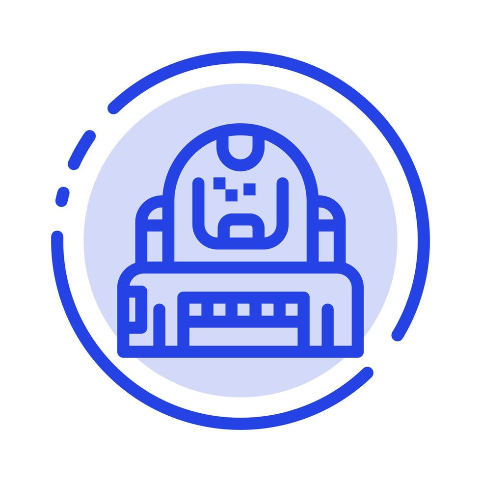 Astronaut Cosmonaut Explorer Helmet Protection Blue Dotted Line Line Icon vector