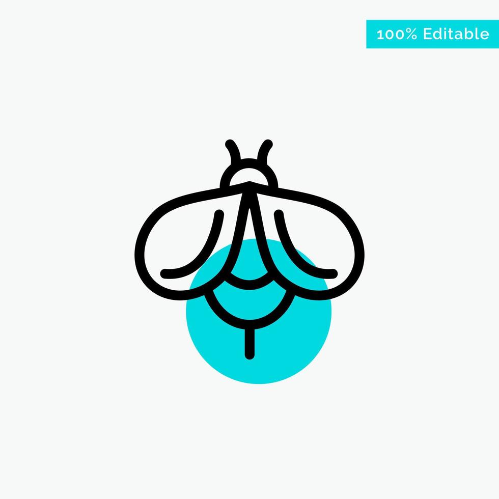 Bee Fly Honey Bug turquoise highlight circle point Vector icon