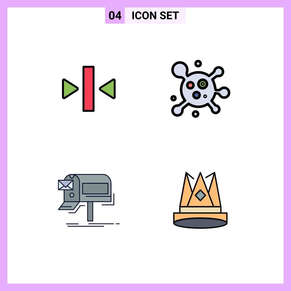 4 Creative Icons Modern Signs and Symbols of play marketing media science mail Editable Vector Design Elements
