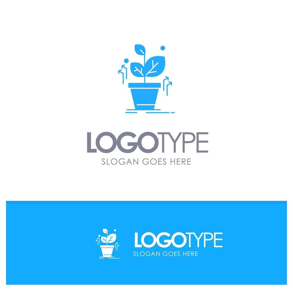 Plant Grow Grown Success Blue Solid Logo with place for tagline