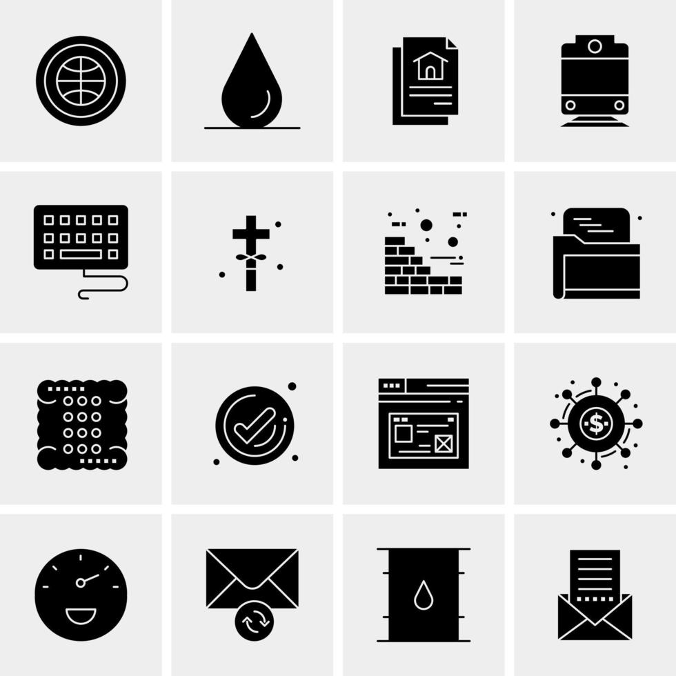 16 iconos de negocios universales vector ilustración de icono creativo para usar en proyectos relacionados con la web y dispositivos móviles