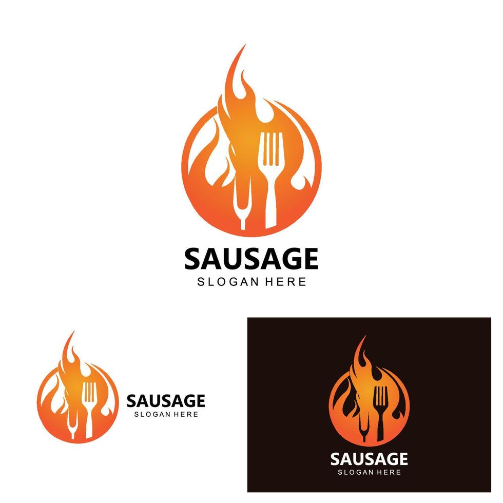 Sausage Logo, Modern Food Vector, Design For Grill Food Brands, BBQ, Sausage Shop, Hotdog vector