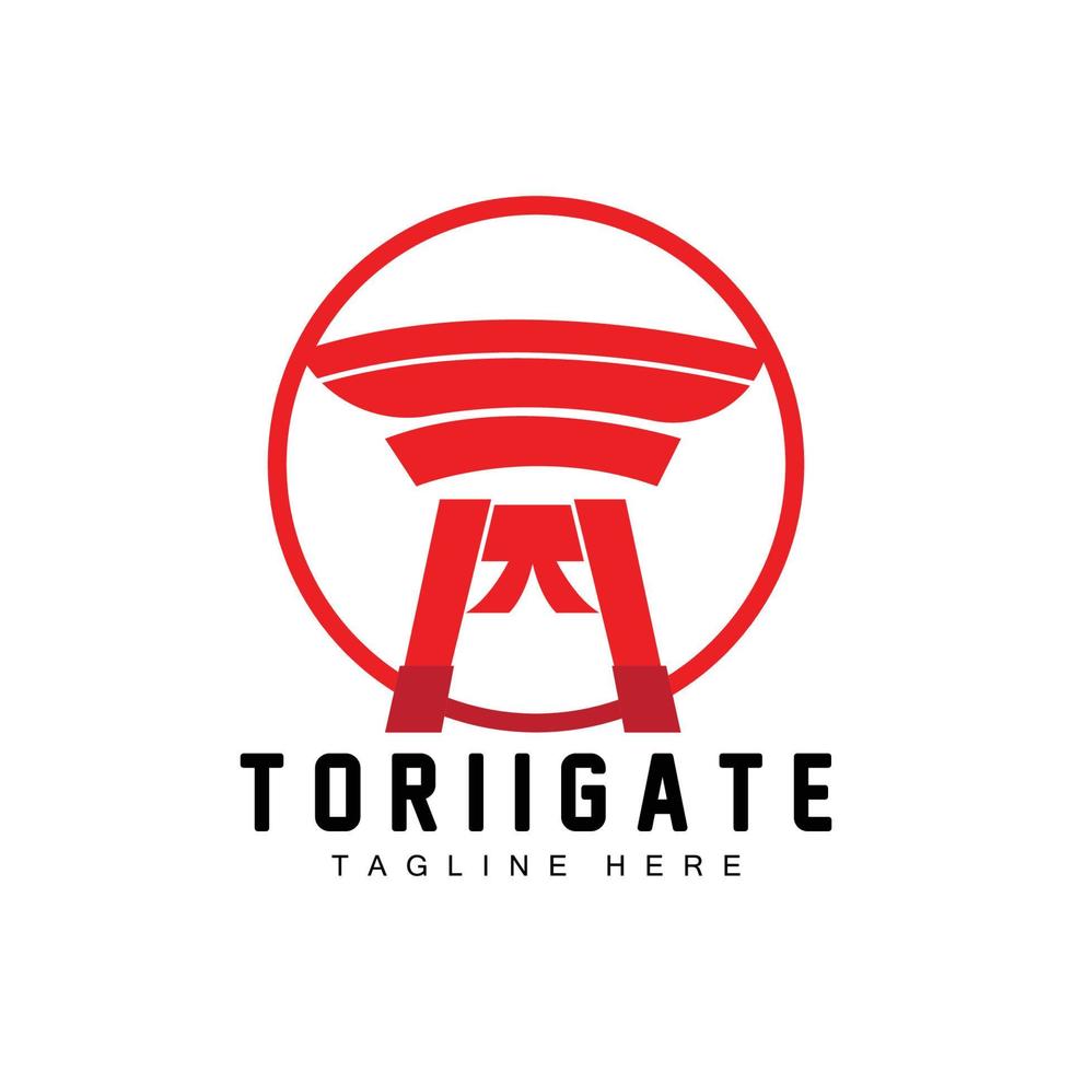 logotipo de puerta torii, vector de icono de puerta de historia japonesa, ilustración china, plantilla de marca de empresa de diseño de madera