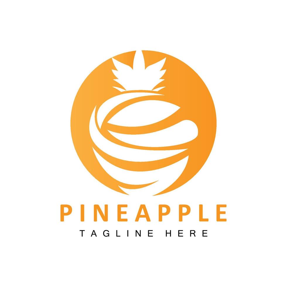 Pineapple Logo Design, Fresh Fruit Vector, Plantation Illustration, Fruit Product Brand Label vector