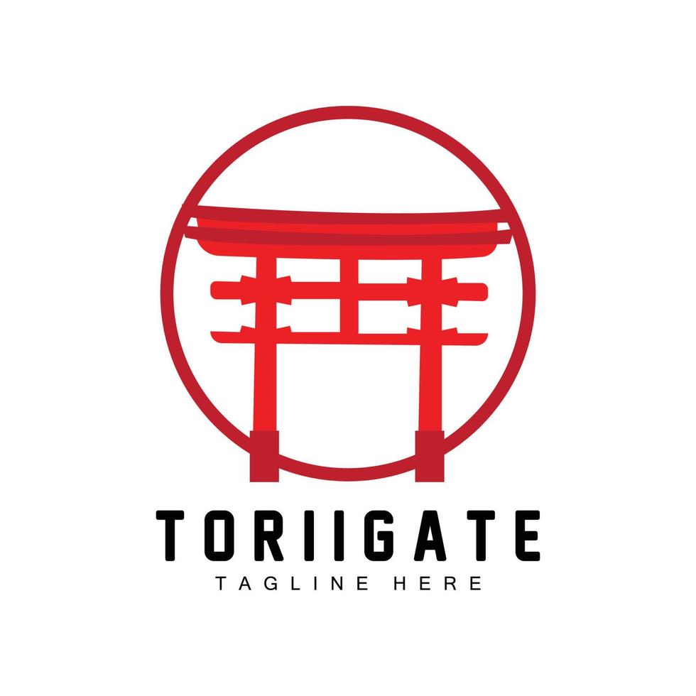 logotipo de puerta torii, vector de icono de puerta de historia japonesa, ilustración china, plantilla de marca de empresa de diseño de madera