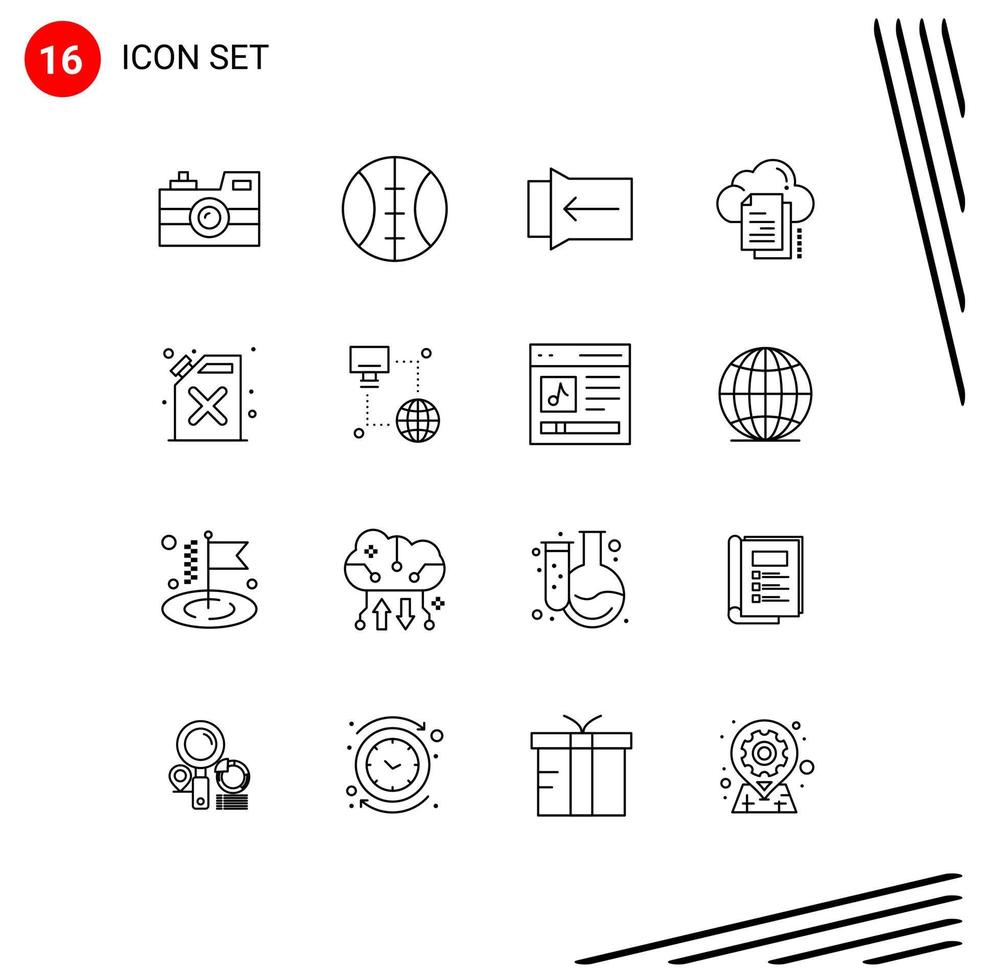 Outline Pack of 16 Universal Symbols of fire barrel slide document copy Editable Vector Design Elements