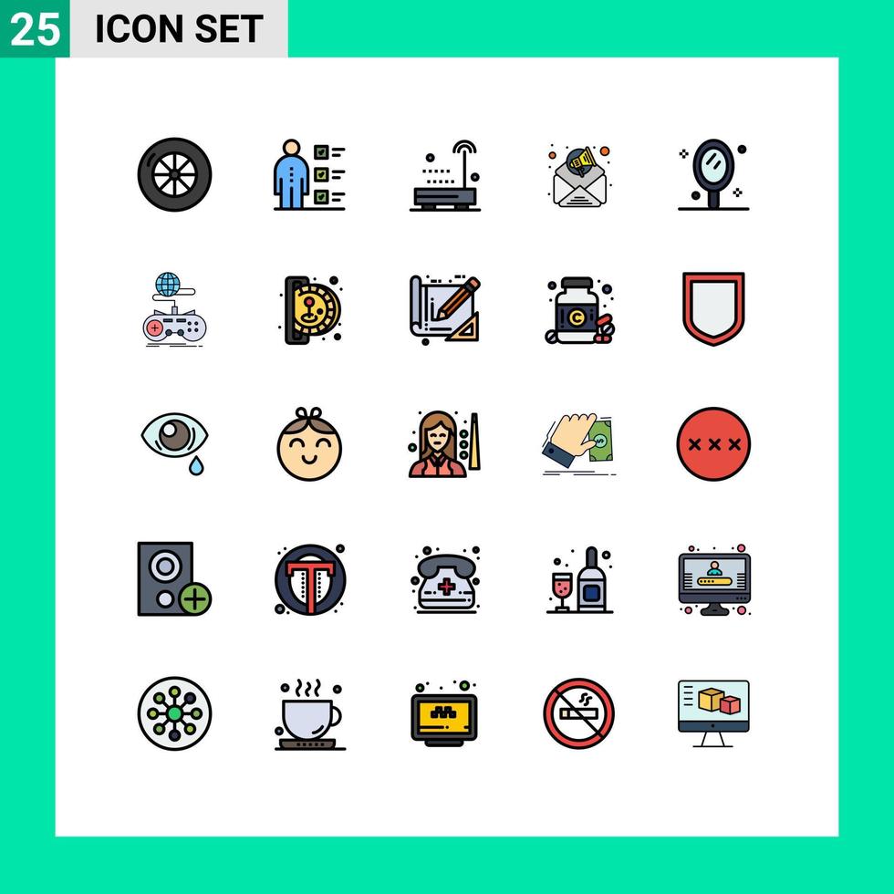 Set of 25 Modern UI Icons Symbols Signs for salon hand radio beauty digital marketing Editable Vector Design Elements