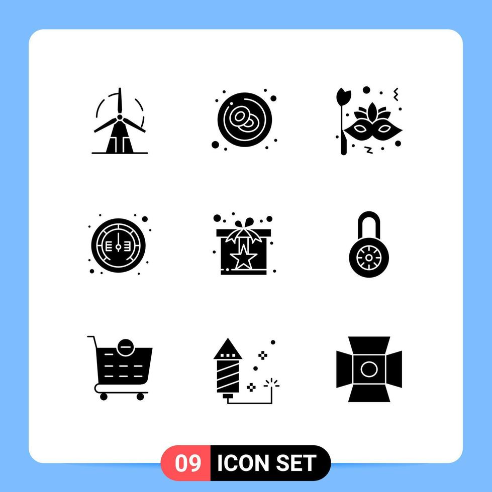 9 Universal Solid Glyph Signs Symbols of meter gauge leukemia circus carnival Editable Vector Design Elements