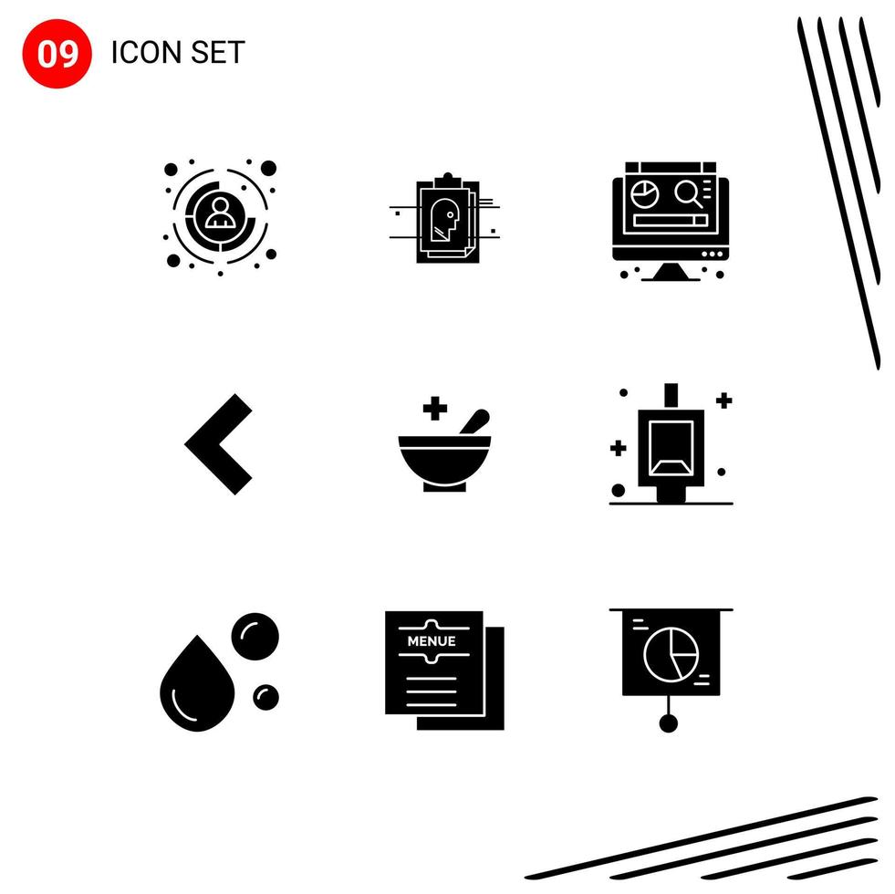 Stock Vector Icon Pack of 9 Line Signs and Symbols for urinal patient computer medical back Editable Vector Design Elements