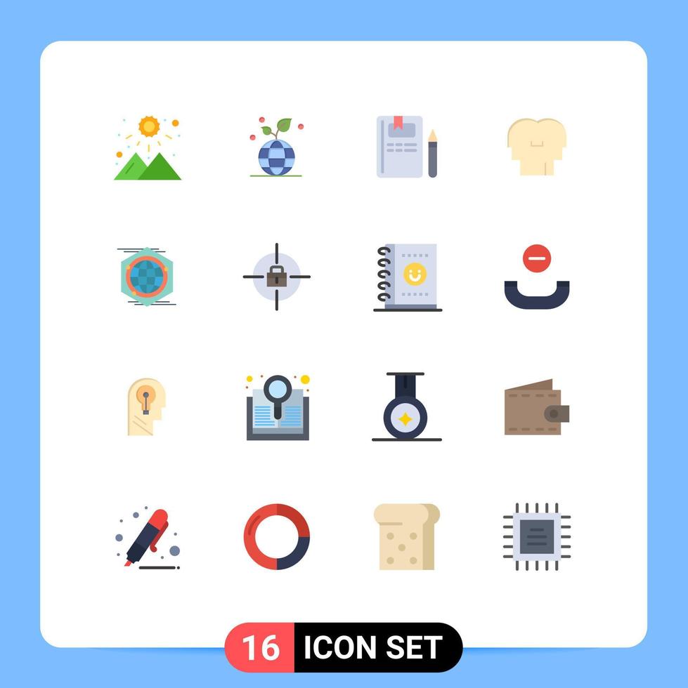 Universal Icon Symbols Group of 16 Modern Flat Colors of polygon head book mind empathy Editable Pack of Creative Vector Design Elements