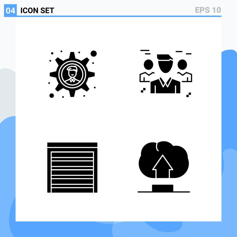 Modern 4 solid style icons Glyph Symbols for general use Creative Solid Icon Sign Isolated on White Background 4 Icons Pack Creative Black Icon vector background