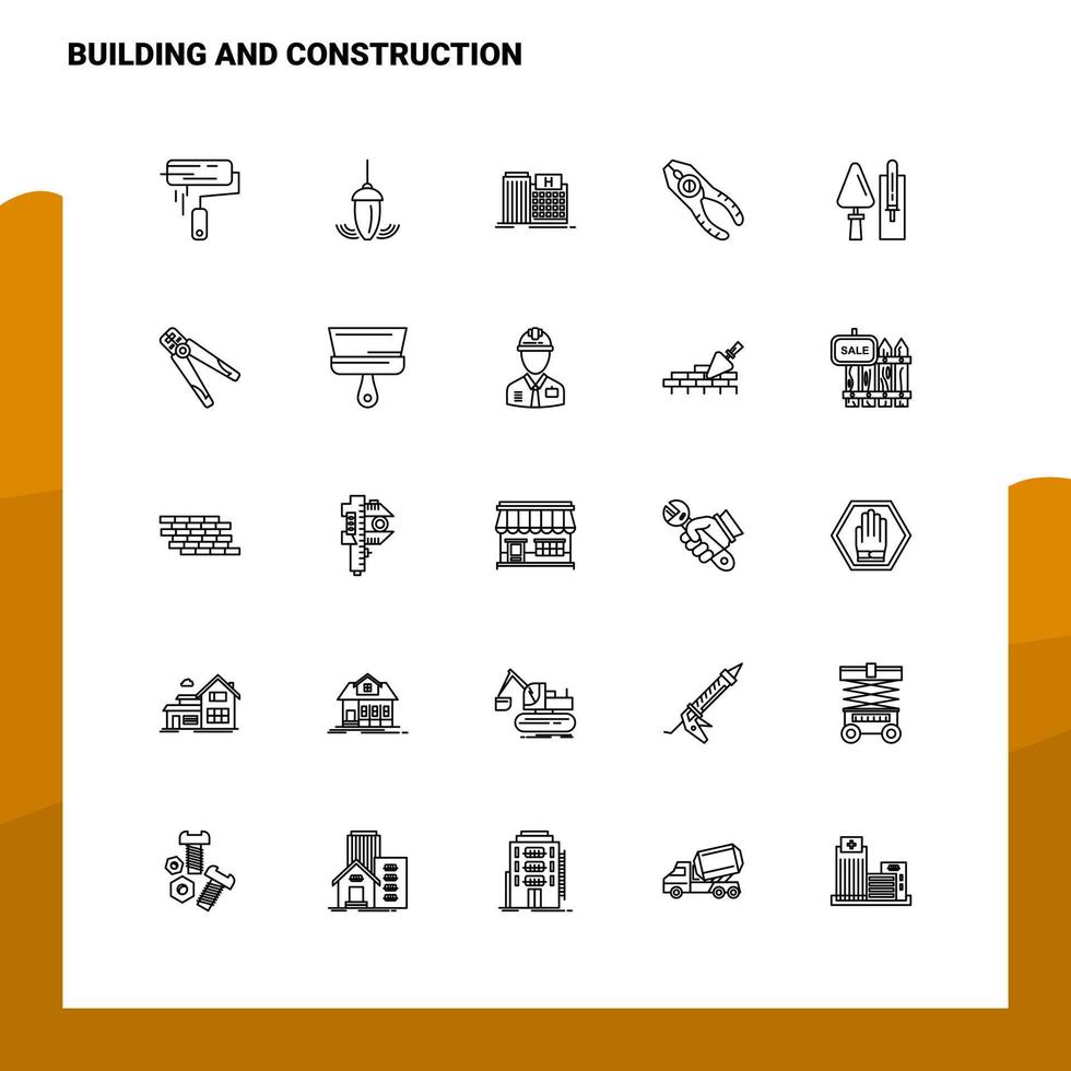 conjunto de iconos de línea de construcción y construcción conjunto de 25 iconos diseño de estilo minimalista vectorial conjunto de iconos negros paquete de pictogramas lineales vector