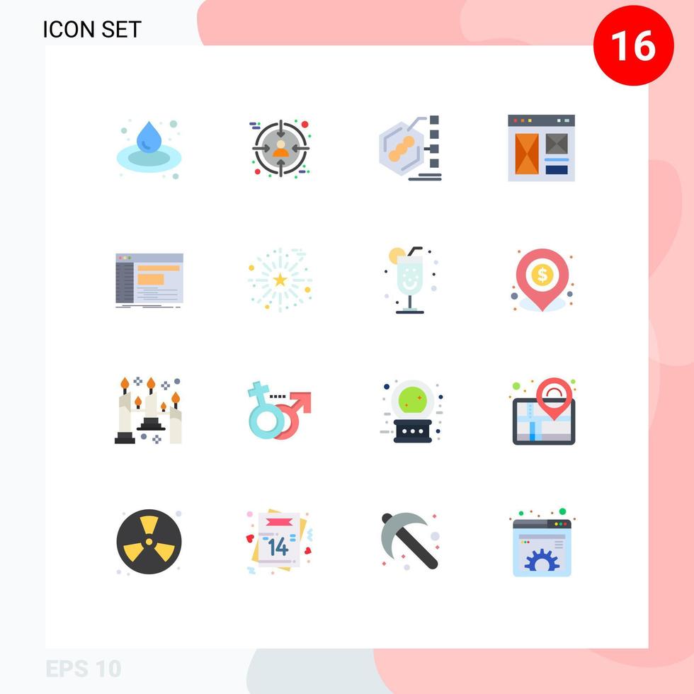 Modern Set of 16 Flat Colors Pictograph of admin page biochemical internet browser Editable Pack of Creative Vector Design Elements