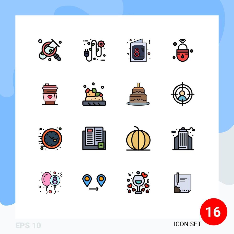 Stock Vector Icon Pack of 16 Line Signs and Symbols for wifi lock card iot symbol Editable Creative Vector Design Elements