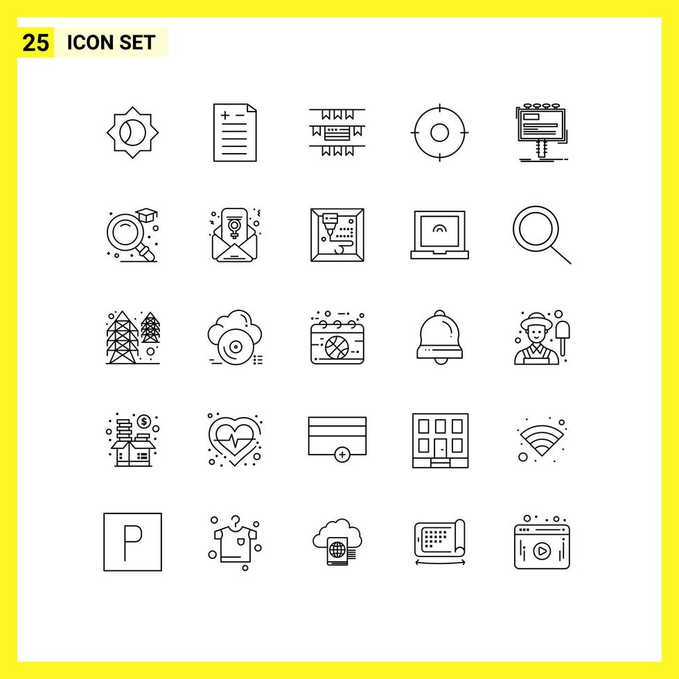 Modern Set of 25 Lines and symbols such as promo advertising american advertisement target Editable Vector Design Elements