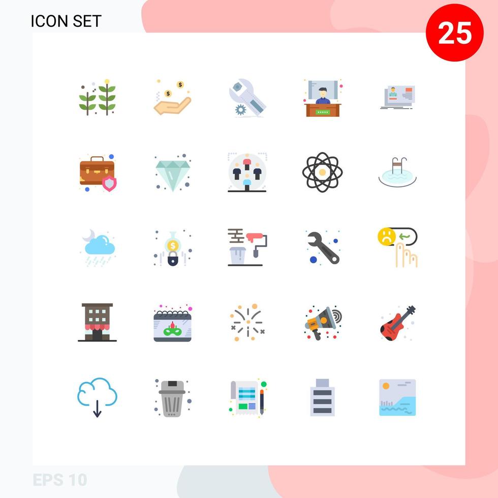 paquete de iconos de vector de stock de 25 signos y símbolos de línea para elementos de diseño de vector editables de conferencia de seminario de aplicación de identificación de identidad