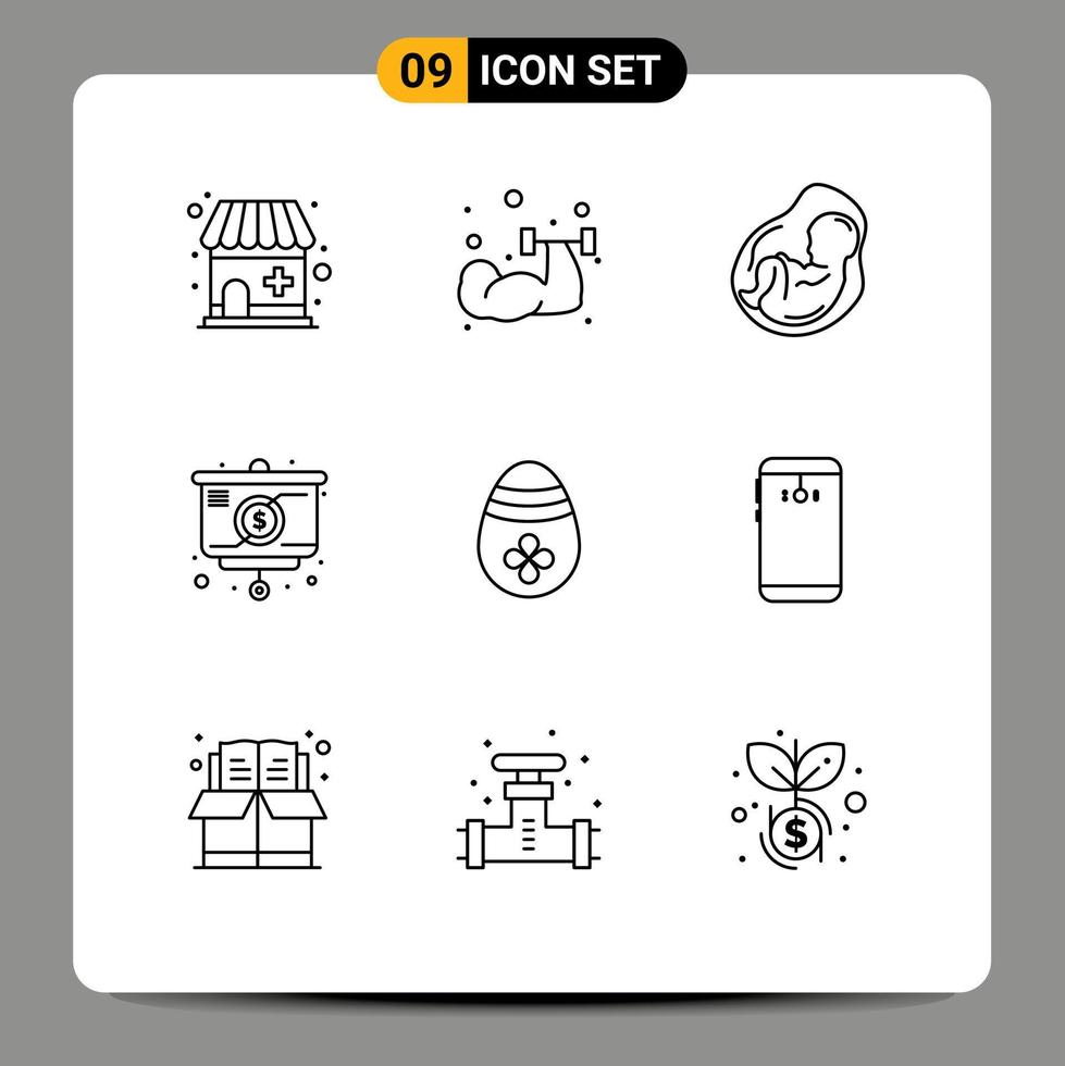 9 Outline concept for Websites Mobile and Apps easter money pregnancy chart presentation Editable Vector Design Elements