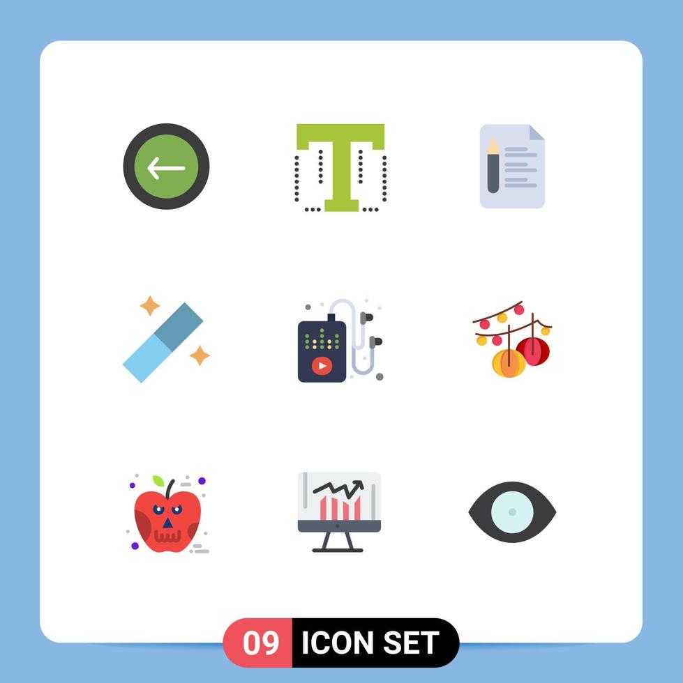 Universal Icon Symbols Group of 9 Modern Flat Colors of music hobbies file tool design Editable Vector Design Elements