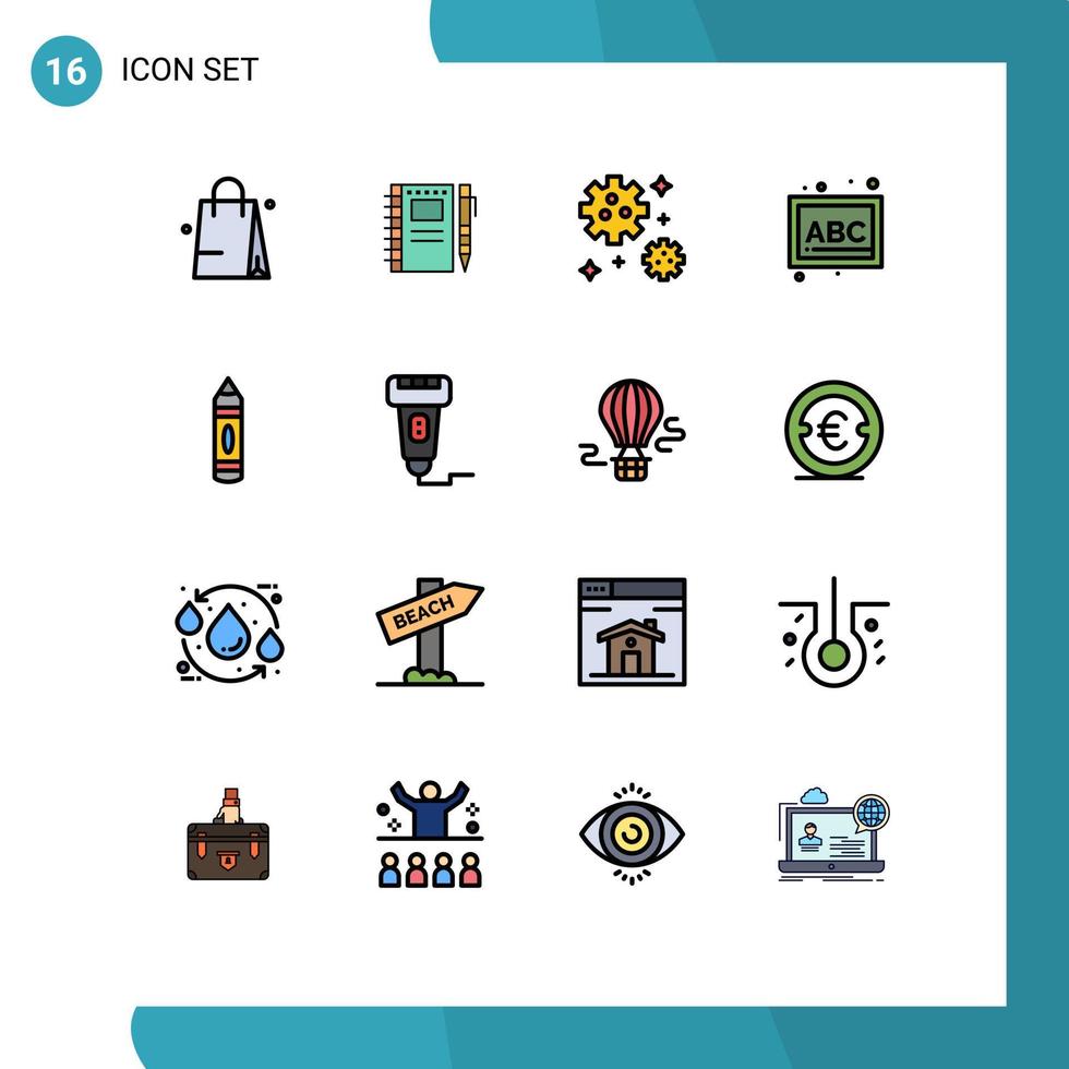 Modern Set of 16 Flat Color Filled Lines and symbols such as pencil drawing astronaut school blocks Editable Creative Vector Design Elements