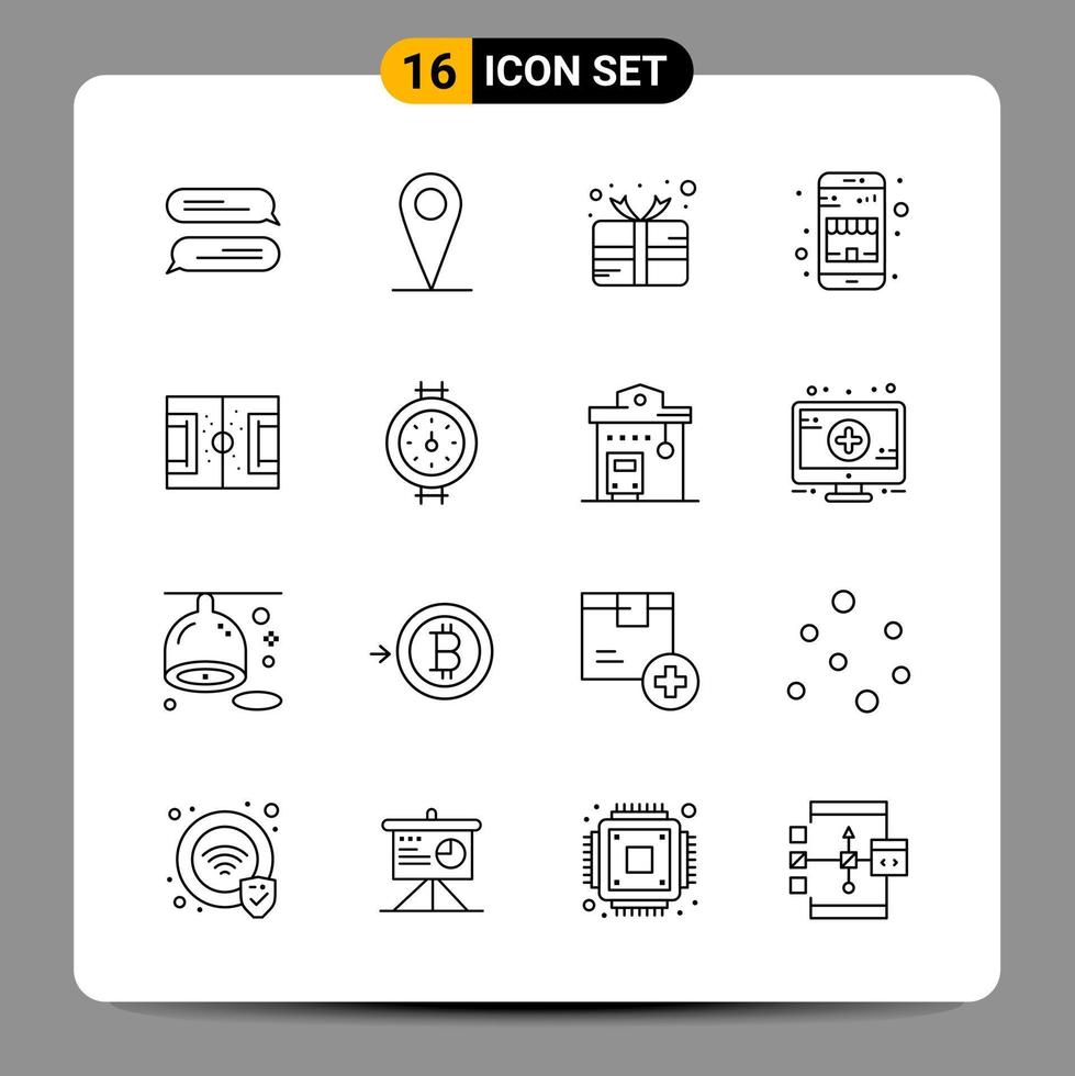 16 Black Icon Pack Outline Symbols Signs for Responsive designs on white background 16 Icons Set Creative Black Icon vector background