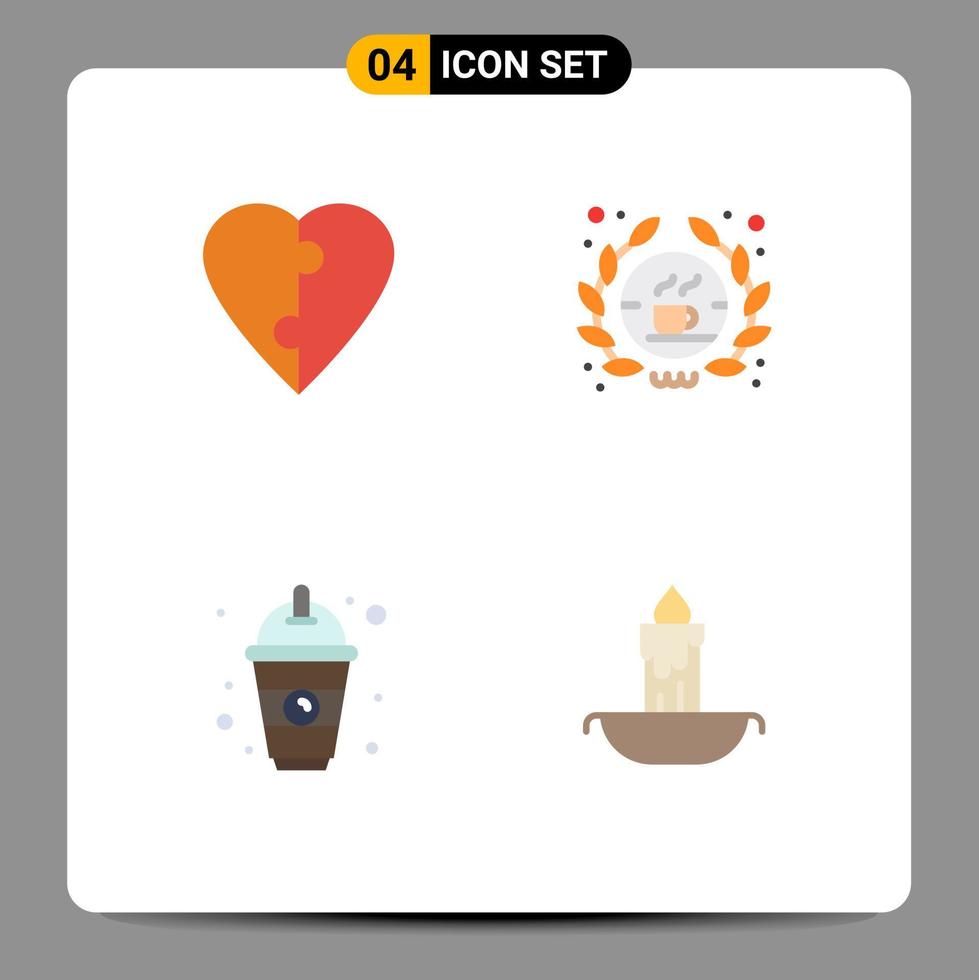 4 Creative Icons Modern Signs and Symbols of couple food barista sign candle Editable Vector Design Elements