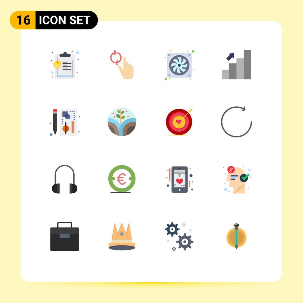 16 Universal Flat Colors Set for Web and Mobile Applications chart stats computer finance business Editable Pack of Creative Vector Design Elements