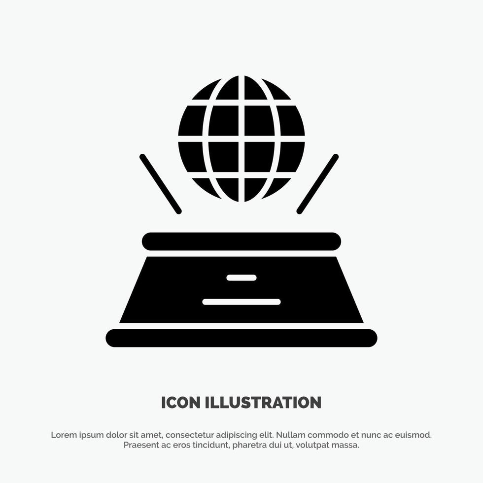 vector de icono de glifo sólido de presentación de imaginación de holograma mundial