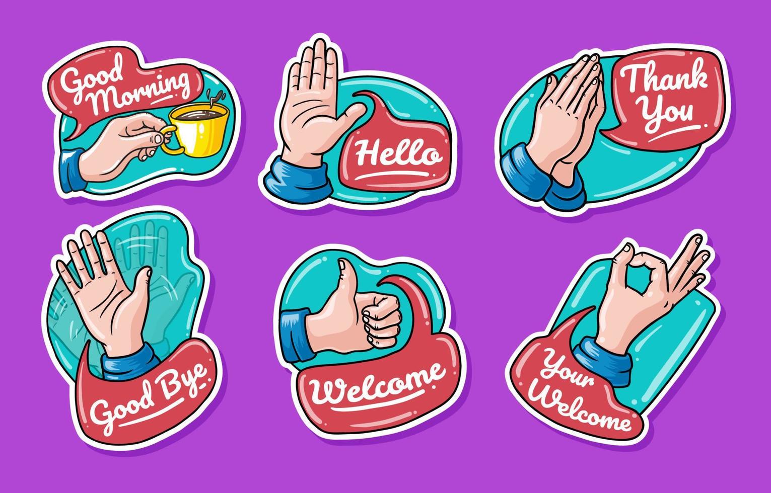 Greetings Chat Sticker Set vector