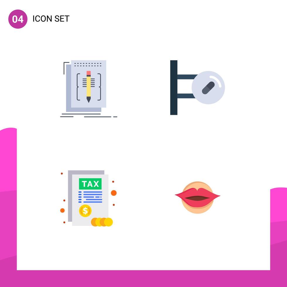 4 Creative Icons Modern Signs and Symbols of code document language board tax Editable Vector Design Elements