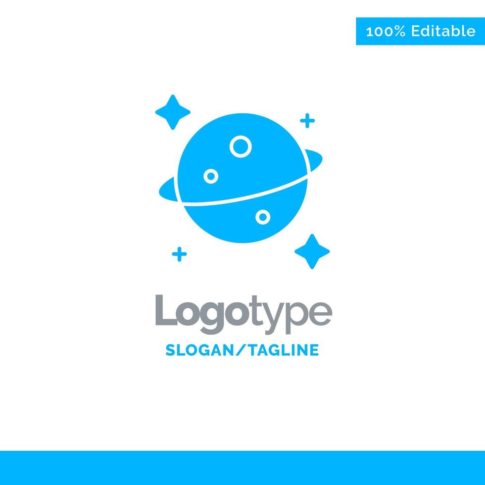 planeta saturno espacio azul plantilla de logotipo sólido lugar para el eslogan vector