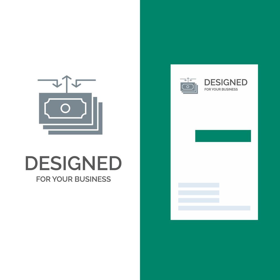 Dollar Flow Money Cash Report Grey Logo Design and Business Card Template vector