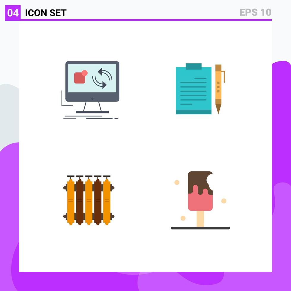 Pack of 4 creative Flat Icons of update page install business sheet Editable Vector Design Elements