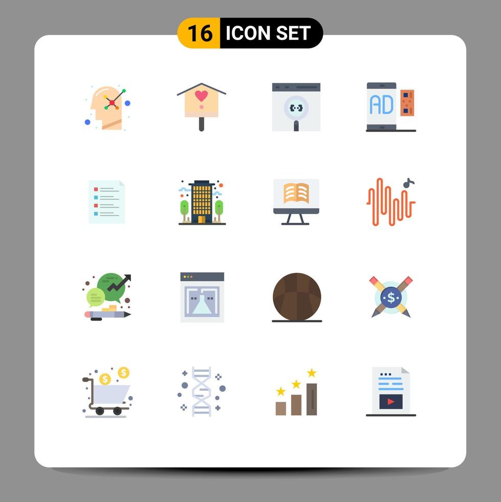 conjunto de 16 iconos de interfaz de usuario modernos signos de símbolos para aplicaciones de marketing móvil desarrollo de publicidad paquete editable de elementos de diseño de vectores creativos