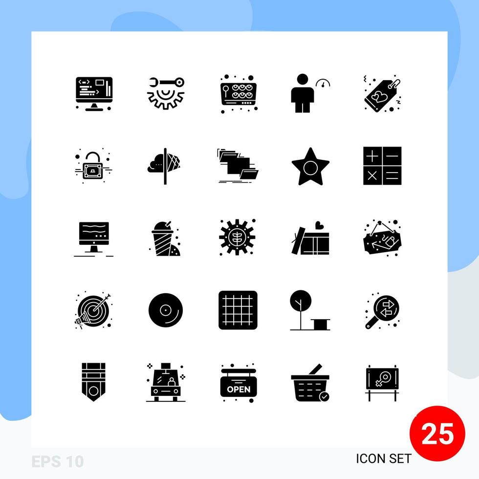 Stock Vector Icon Pack of 25 Line Signs and Symbols for heart indicator joystick human avatar Editable Vector Design Elements