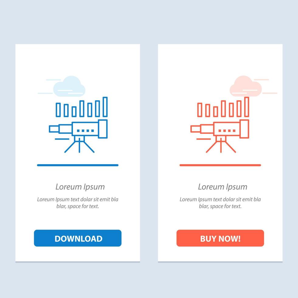 Telescope Business Forecast Forecasting Market Trend Vision  Blue and Red Download and Buy Now web Widget Card Template vector