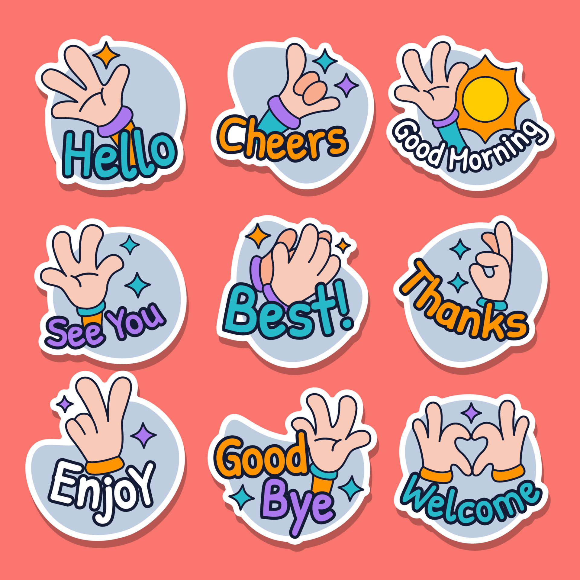 Greeting Chat Sticker 16002141 Vector Art at Vecteezy