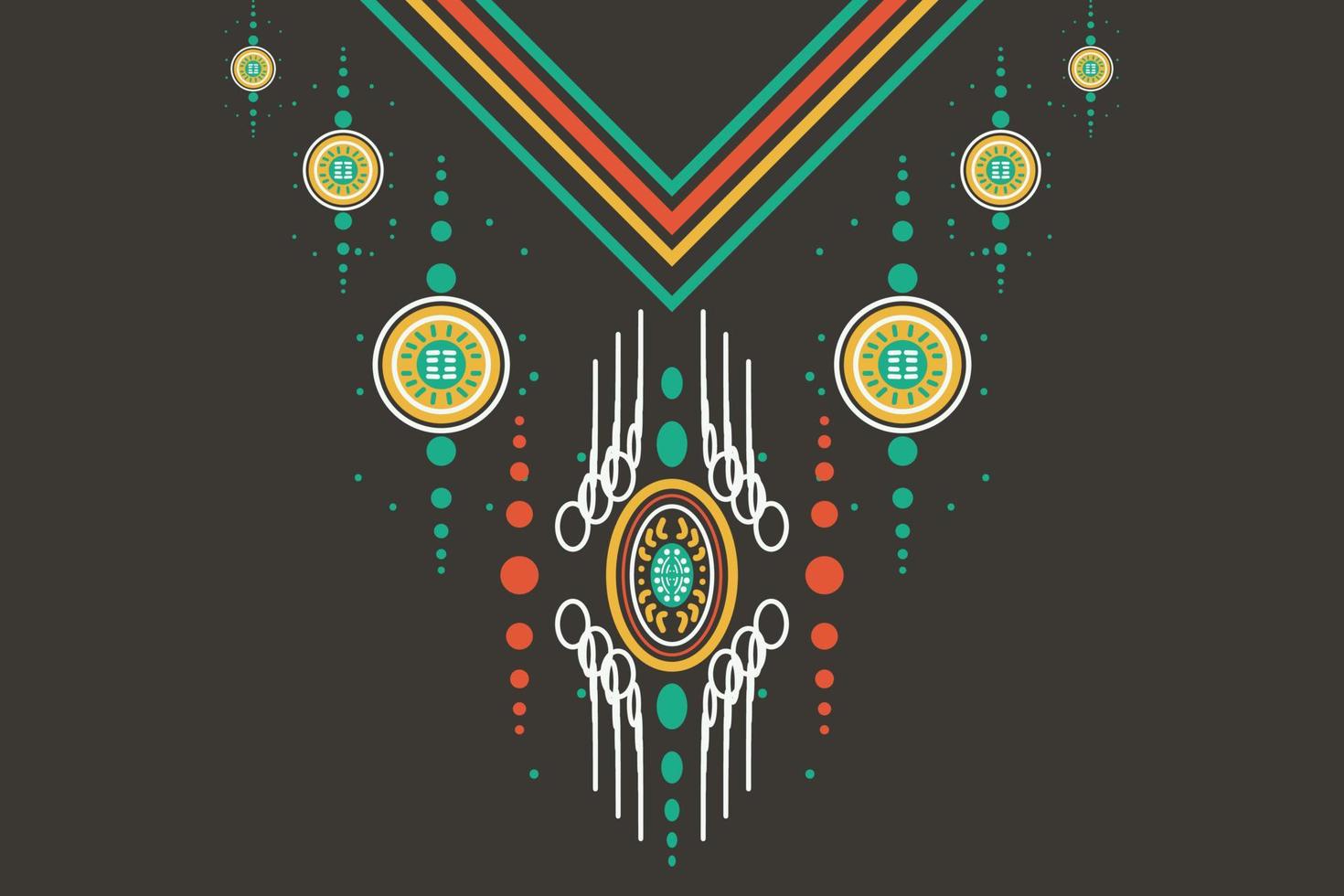 Kurti Neck Design Vector Motif Geometric ethnic pattern neck embroidery Brocade kurta Aztec style embroidery abstract Kurti Neck Design Vector illustration. design for texture, fabric and saree.