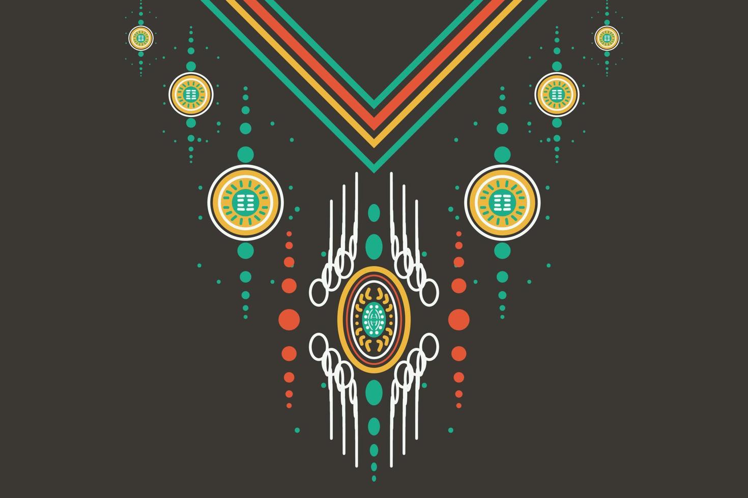 kurti cuello diseño vector motivo geométrico patrón étnico cuello bordado brocado kurta estilo azteca bordado abstracto kurti cuello diseño vector ilustración. diseño de textura, tela y sari.