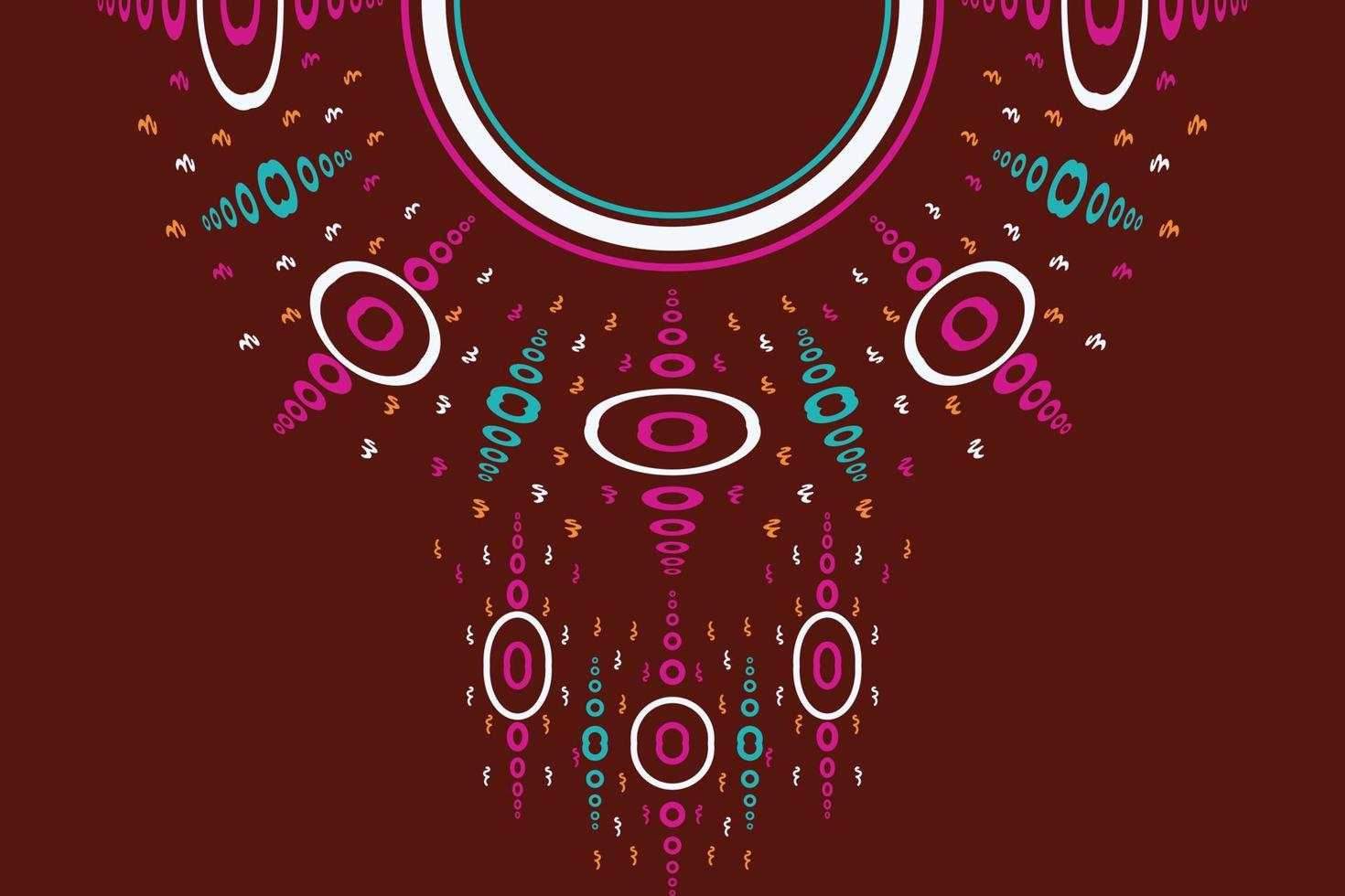 motivo vectorial de diseño de cuello kurti un hermoso diseño de escote bordado, motivos de remolino redondo, patrón geométrico y elementos, patrón ombre estilo azteca bordado cuello kurti abstracto. vector