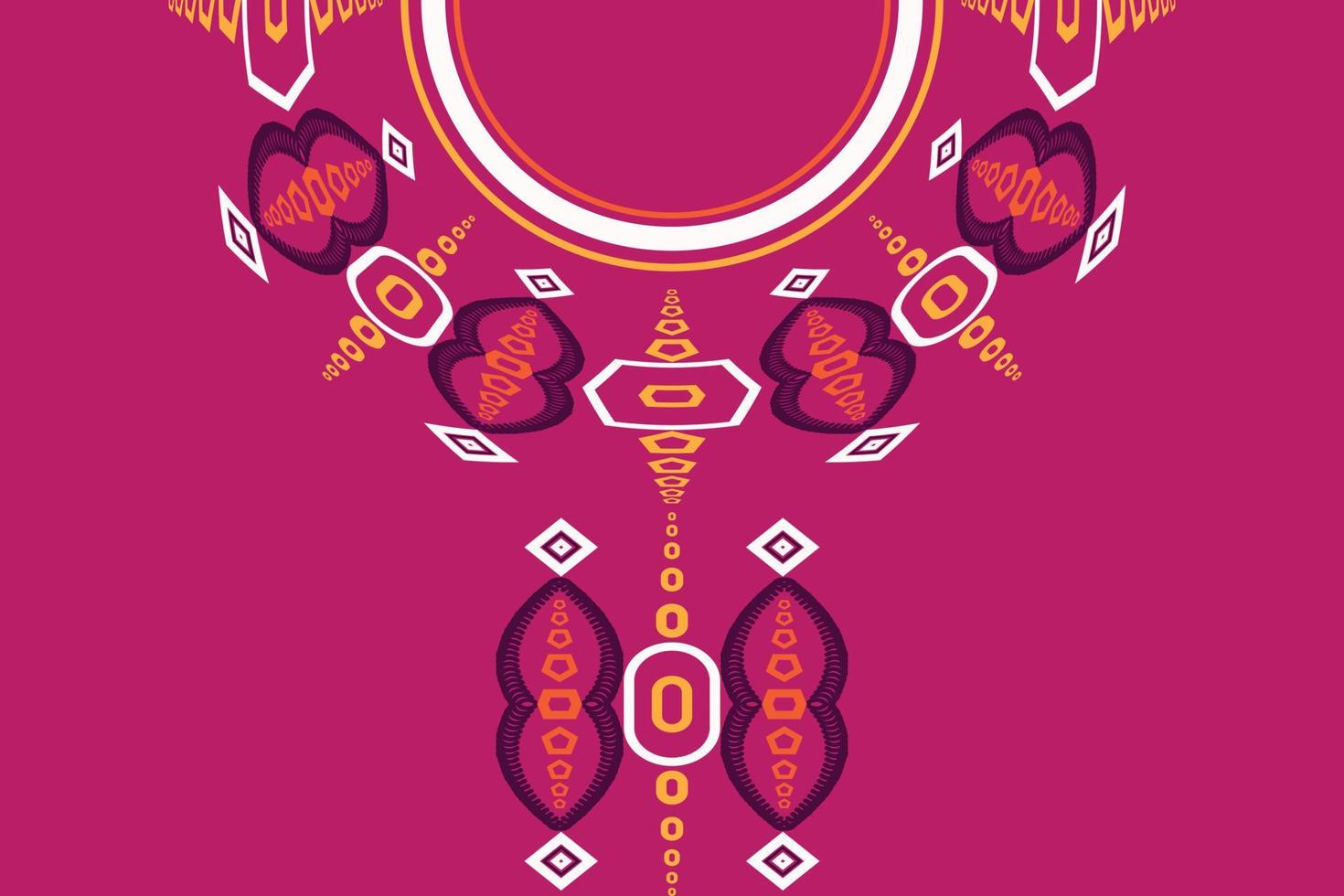 Kurti Neck Design Vector Motif Ikat Geometry neckline Ethnic oriental Morocco pattern traditional digital and textile print on fabric saree