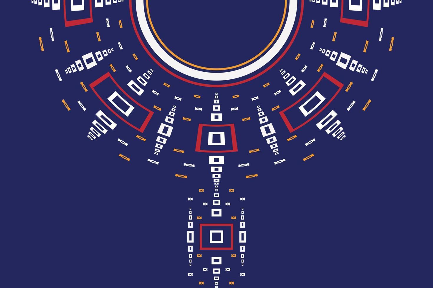 Kurti Neck Design Vector Motif A beautiful embroidery neckline design, round swirl motifs, geometrical pattern, and elements, Brocade kurta Aztec style embroidery design for saree