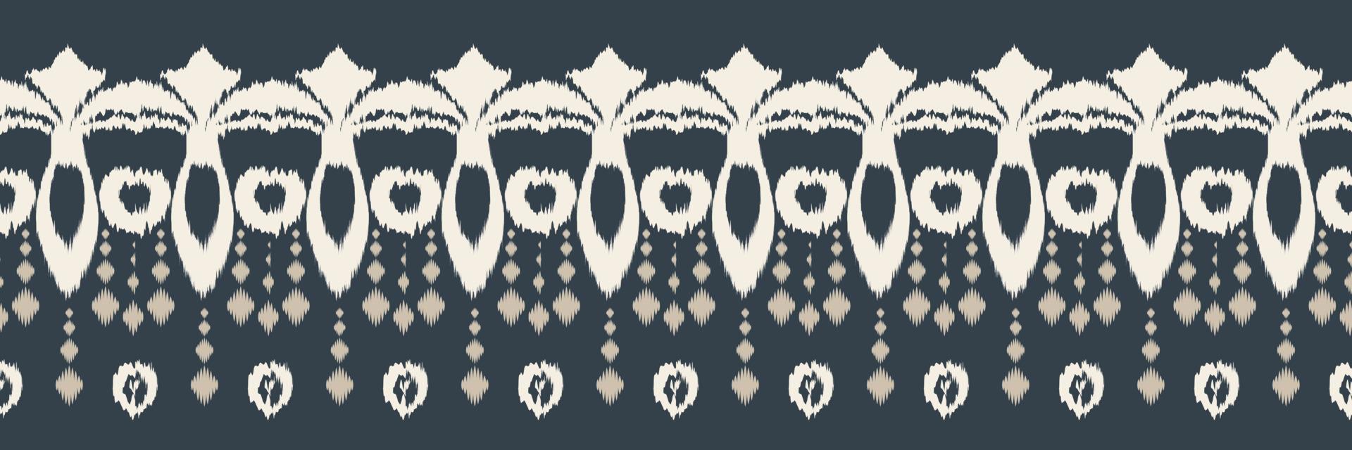 Ikat border tribal cross Seamless Pattern. Ethnic Geometric Ikkat Batik Digital vector textile Design for Prints Fabric saree Mughal brush symbol Swaths texture Kurti Kurtis Kurtas