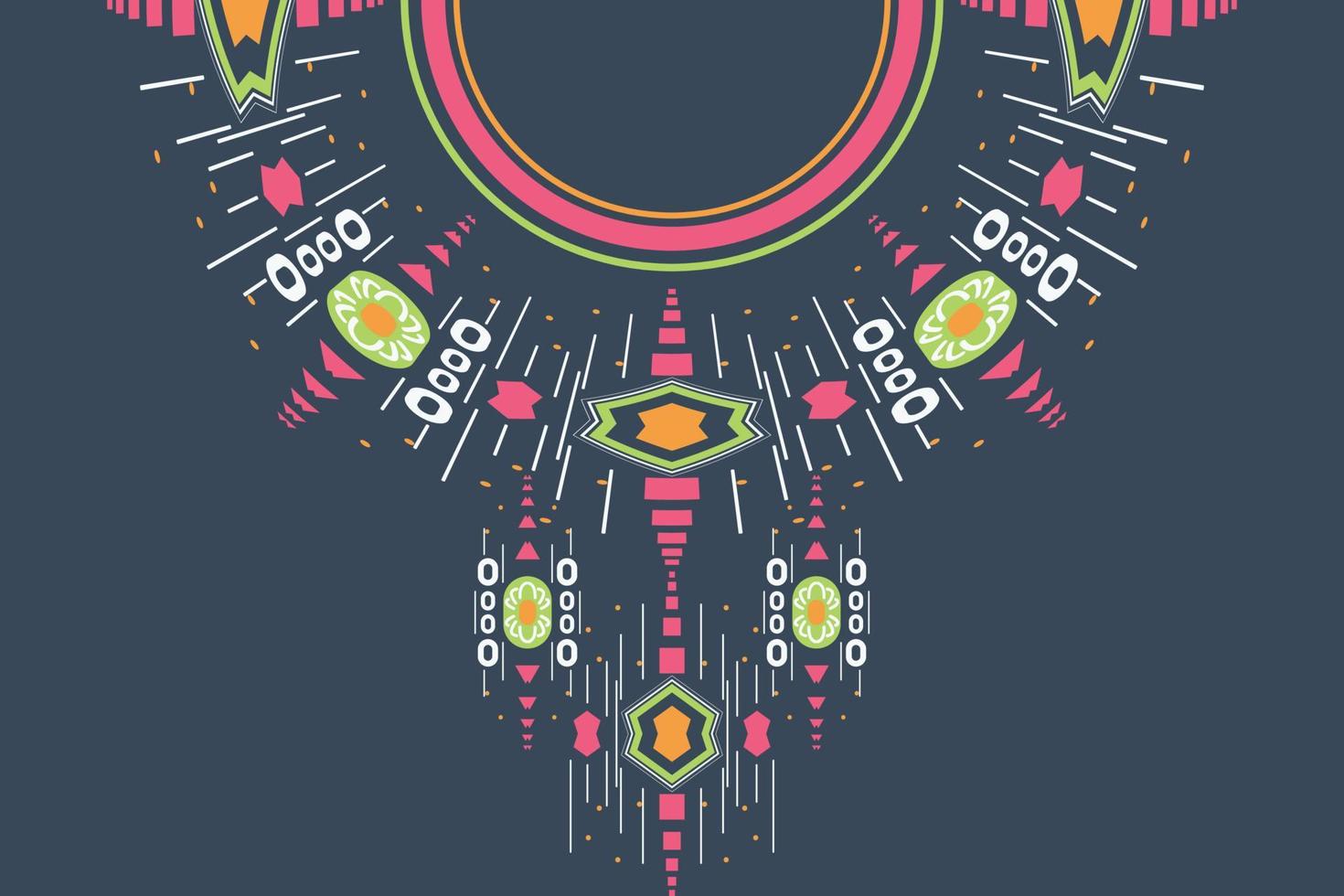 motivo vectorial de diseño de cuello kurti un hermoso diseño de cuello de bordado, motivos de remolino redondo, patrón geométrico y elementos, impresión textil de arte digital mogol en tela, ilustración vector