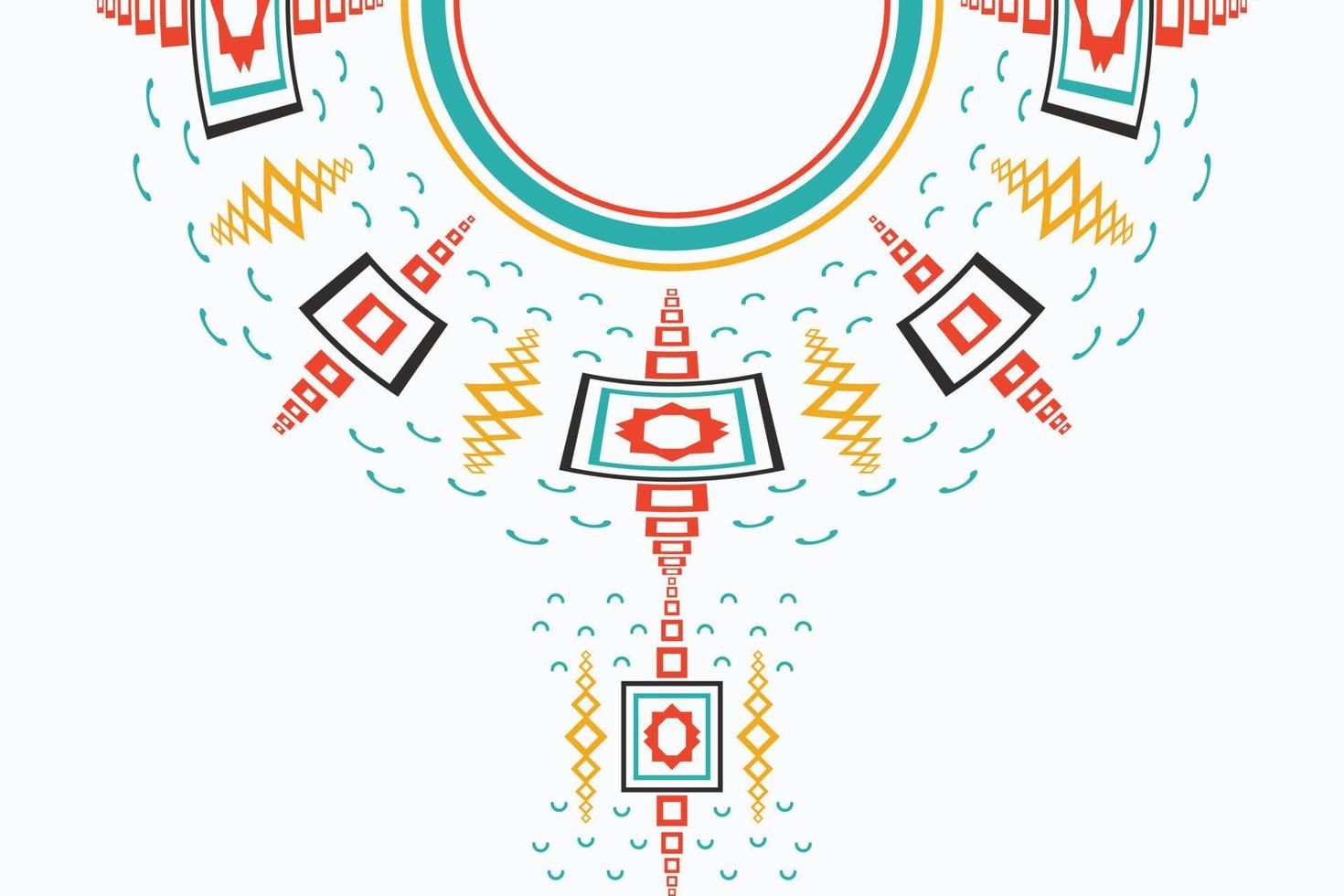 motivo vectorial de diseño de cuello kurti un hermoso diseño de escote bordado, motivos de remolino redondo, patrón geométrico y elementos, impresión digital y textil en sari de tela. vector